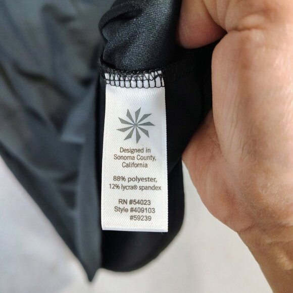 Athleta Nectar Dress Women's Small Black Stretch Faux Wrap Cap Sleeve Athletic - Picture 4 of 9